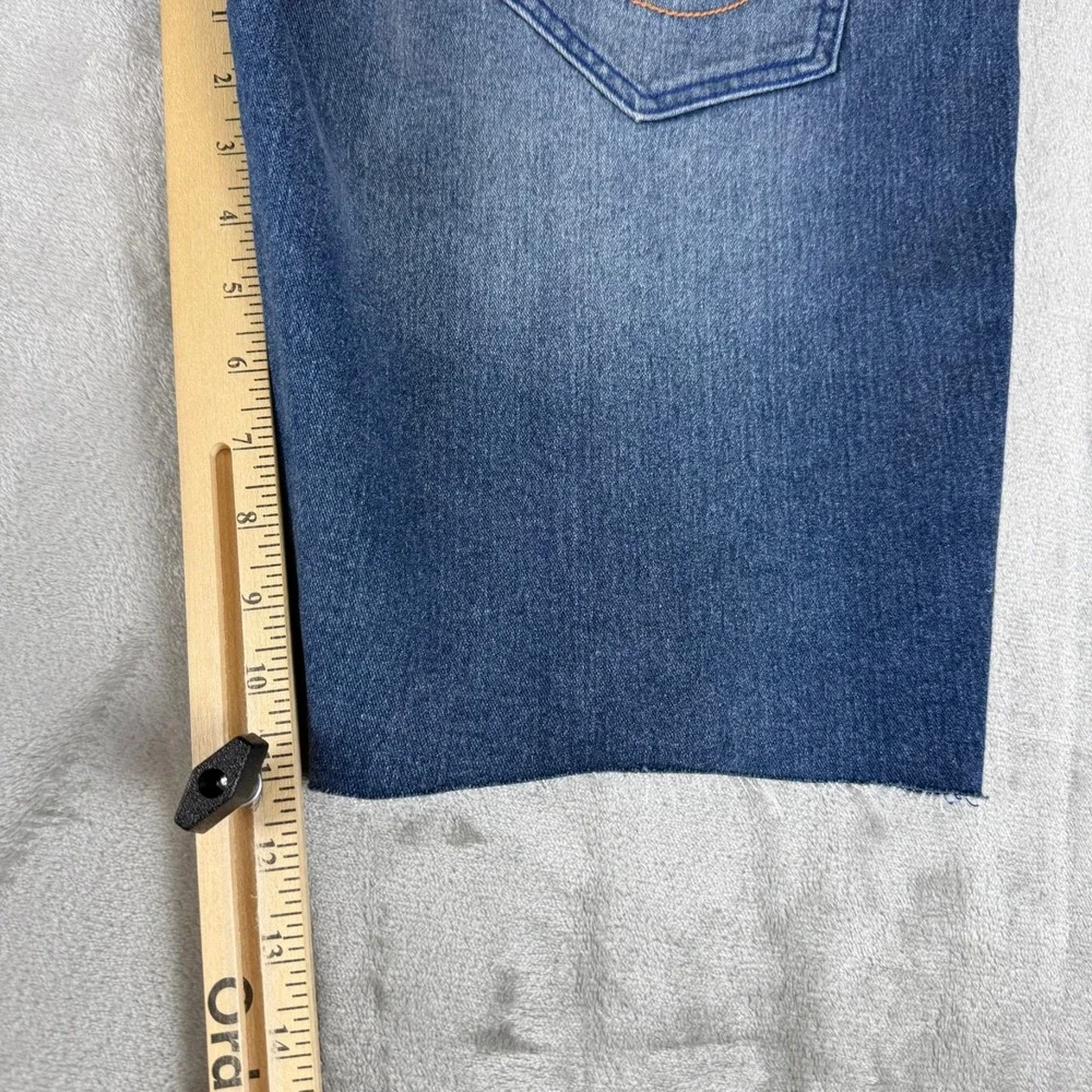 True Religion Rocco Relaxed Skinny Jean Shorts Mens 36 Blue Raw Hem $124 New NWT